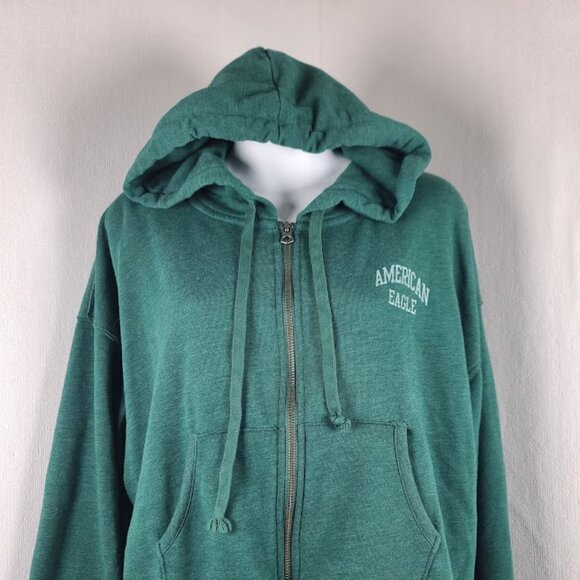 American Eagle Outfitters Women's Green Fleece Full Zip Casual Hoodie Size L - Picture 2 of 10